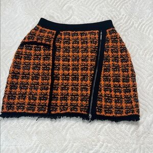 Jonathan Simkhai Luxury Tweed Mini Skirt | Size Small | Orange & Black